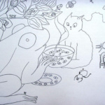 Illustratie kinderboek, illustration children&amp;#039;s book, kikker, frog, cat, kat, vlieg, fly