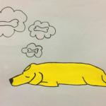 yellow, dog, hond, geel, bot, botjes, bone, dreaming