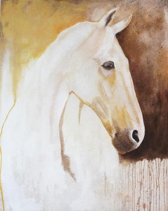 Het witte paard, acryl op paneel